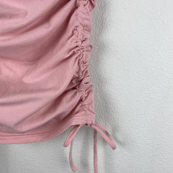 Forever 21 Pink Mini Knit Skirt Large Adjustable Gathered Sides Clubbing - Picture 7 of 15